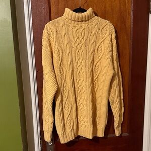 Cozy Cable Knit Turtleneck Sweater - Yellow